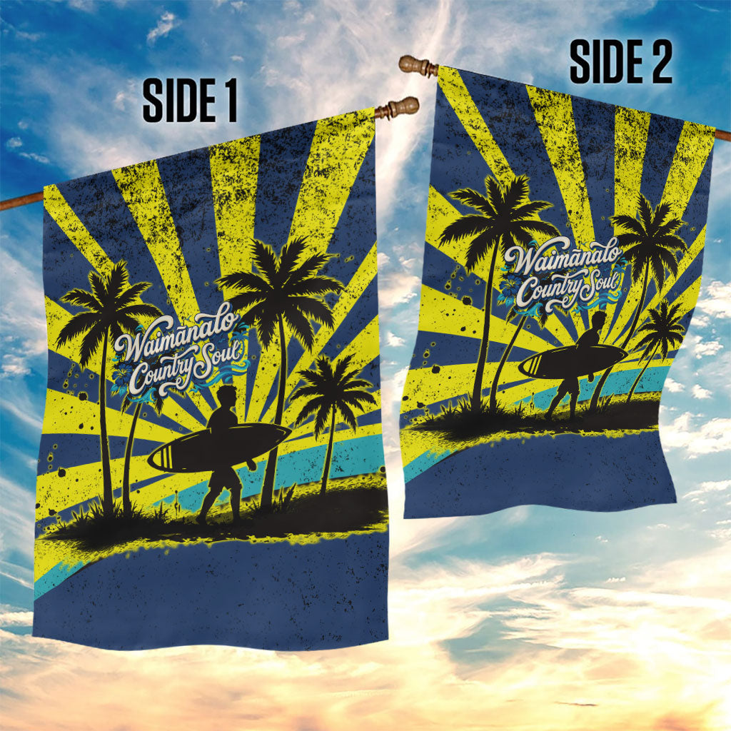 Waimanalo Oahu Hawaii Surfing Garden Flag Tropical Beach Retro Sunburst Surfboard TS04 - Polynesian Pride