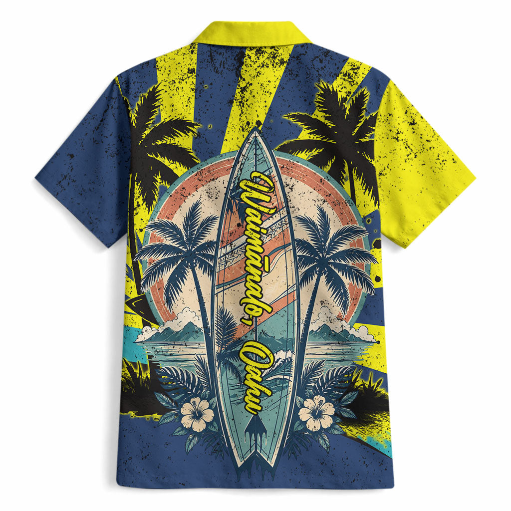 Waimanalo Oahu Hawaii Surfing Hawaiian Shirt Tropical Beach Retro Sunburst Surfboard TS04 - Polynesian Pride