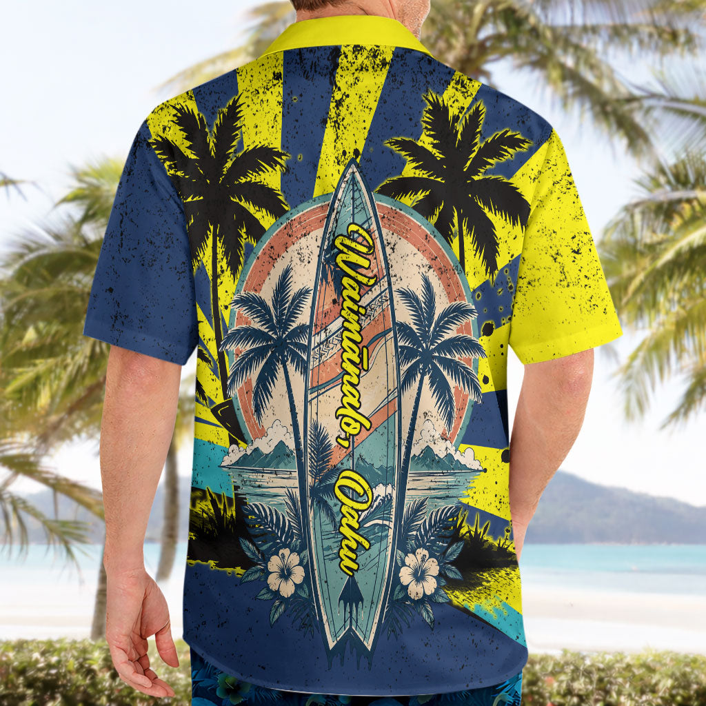 Waimanalo Oahu Hawaii Surfing Hawaiian Shirt Tropical Beach Retro Sunburst Surfboard TS04 - Polynesian Pride