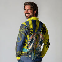 Waimanalo Oahu Hawaii Surfing Long Sleeve Polo Shirt Tropical Beach Retro Sunburst Surfboard TS04 - Polynesian Pride