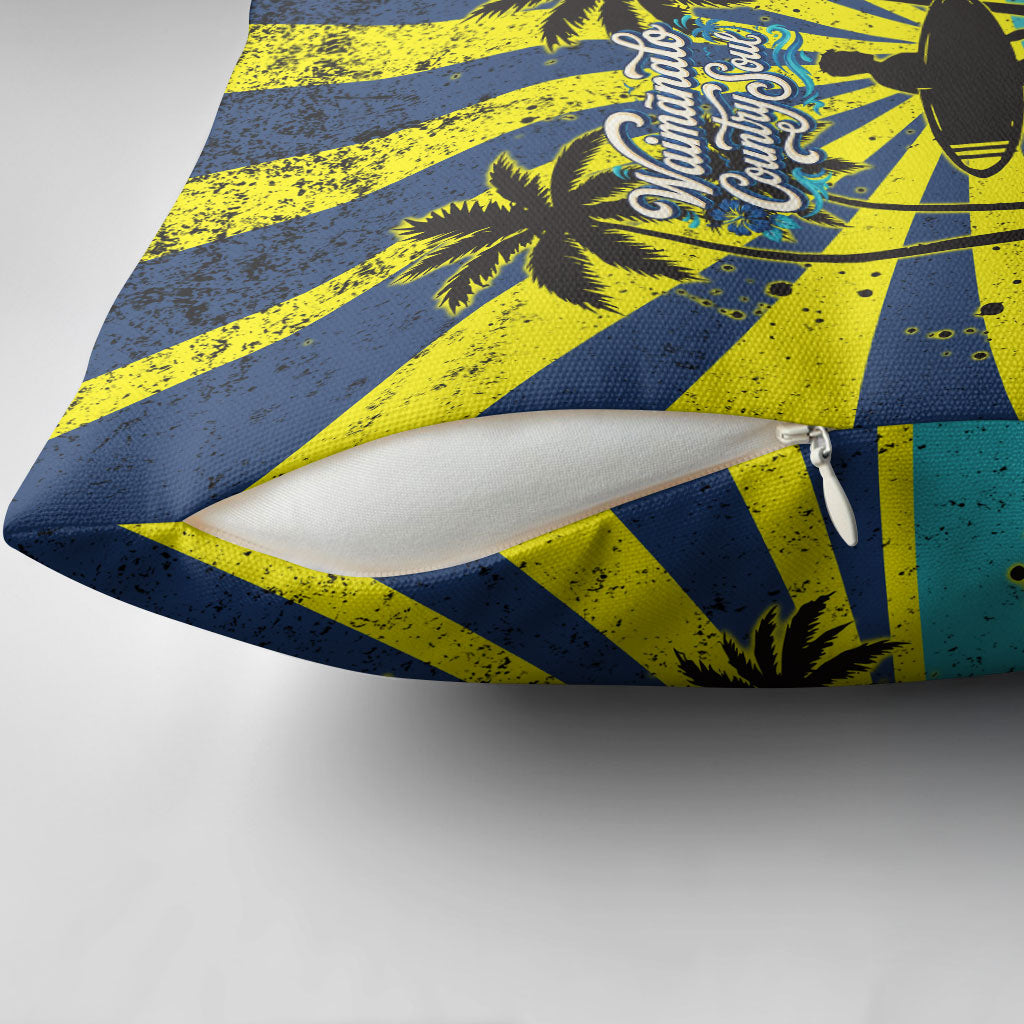 Waimanalo Oahu Hawaii Surfing Pillow Cover Tropical Beach Retro Sunburst Surfboard TS04 - Polynesian Pride