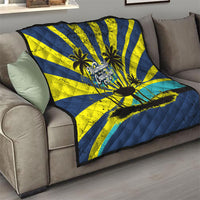 Waimanalo Oahu Hawaii Surfing Quilt Tropical Beach Retro Sunburst Surfboard