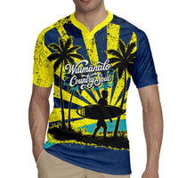 Waimanalo Oahu Hawaii Surfing Rugby Jersey Tropical Beach Retro Sunburst Surfboard