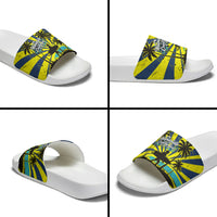 Waimanalo Oahu Hawaii Surfing Slide Sandals Tropical Beach Retro Sunburst Surfboard TS04 - Polynesian Pride