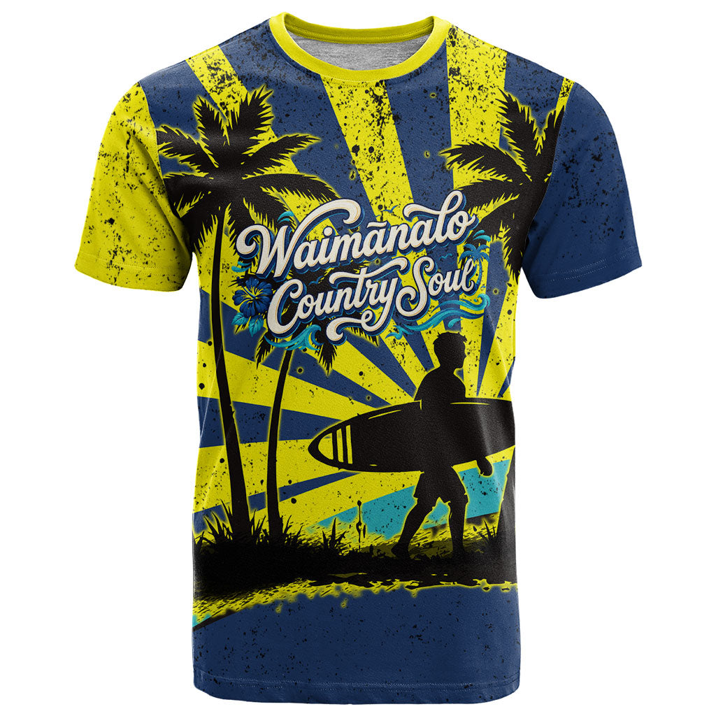 Waimanalo Oahu Hawaii Surfing T Shirt Tropical Beach Retro Sunburst Surfboard