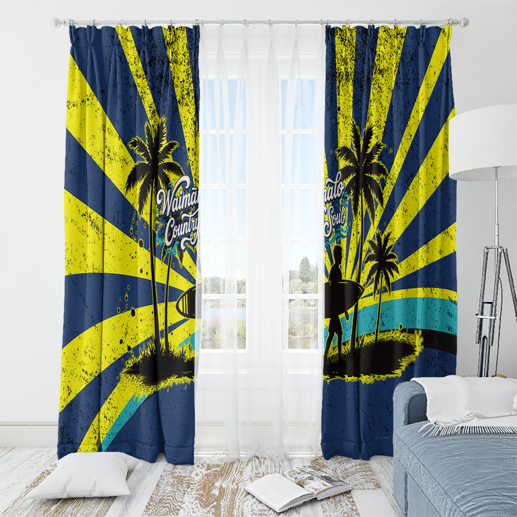 Waimanalo Oahu Hawaii Surfing Window Curtain Tropical Beach Retro Sunburst Surfboard