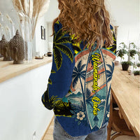 Waimanalo Oahu Hawaii Surfing Women Casual Shirt Tropical Beach Retro Sunburst Surfboard TS04 - Polynesian Pride
