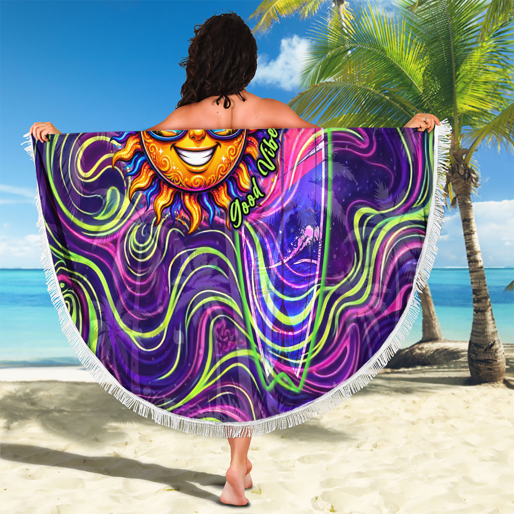 Waimanalo Hawaii Sun Rabbit Beach Blanket Psychedelic Trippy Neon Swirl Graphic