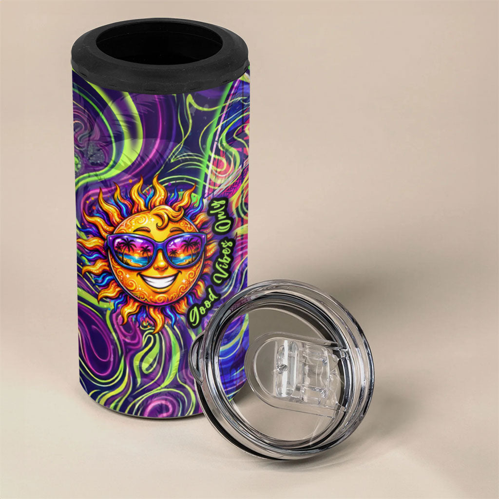 Waimanalo Hawaii Sun Rabbit 4 in 1 Can Cooler Tumbler Psychedelic Trippy Neon Swirl Graphic TS04 - Polynesian Pride