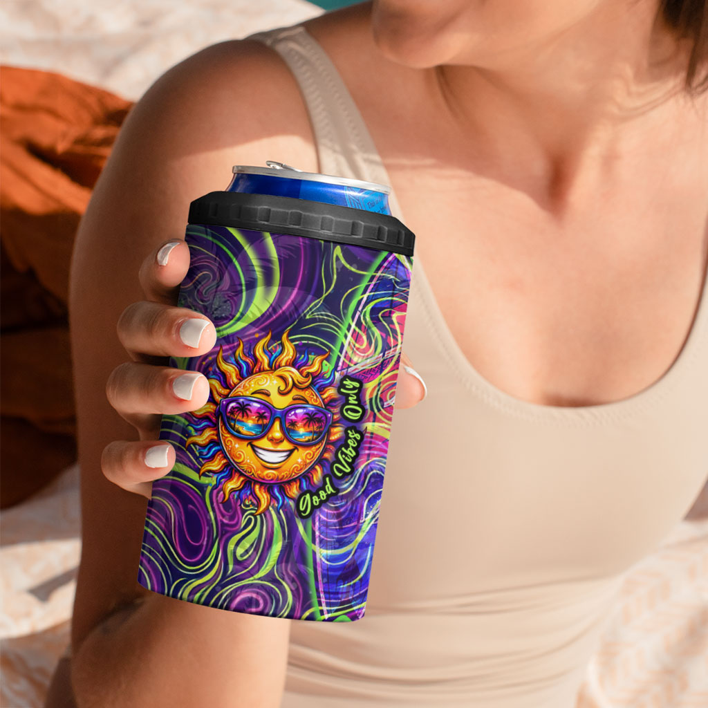 Waimanalo Hawaii Sun Rabbit 4 in 1 Can Cooler Tumbler Psychedelic Trippy Neon Swirl Graphic TS04 - Polynesian Pride