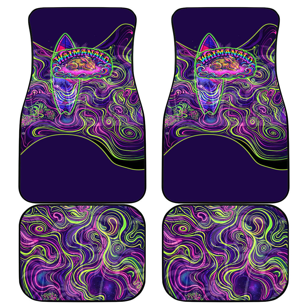 Waimanalo Hawaii Sun Rabbit Car Mats Psychedelic Trippy Neon Swirl Graphic