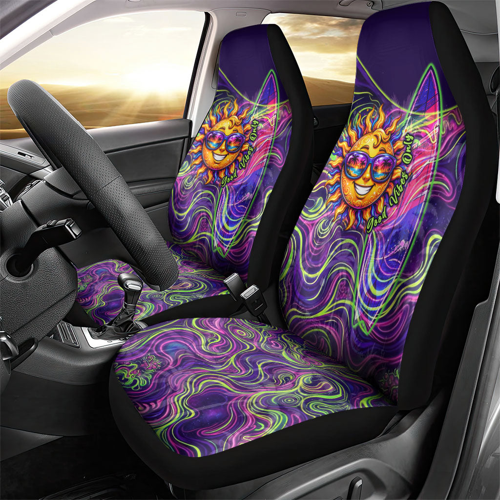 Waimanalo Hawaii Sun Rabbit Car Seat Cover Psychedelic Trippy Neon Swirl Graphic