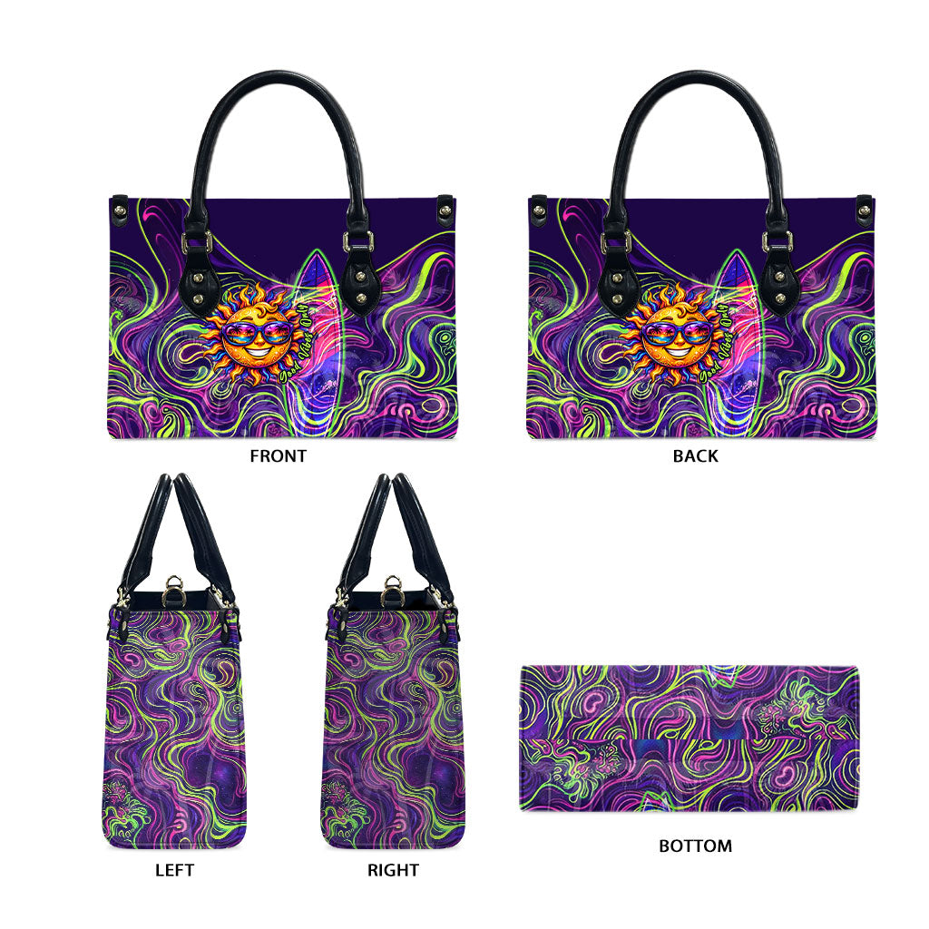 Waimanalo Hawaii Sun Rabbit Leather Bag Psychedelic Trippy Neon Swirl Graphic TS04 - Polynesian Pride