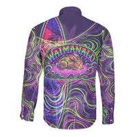 Waimanalo Hawaii Sun Rabbit Long Sleeve Button Shirt Psychedelic Trippy Neon Swirl Graphic TS04 - Polynesian Pride