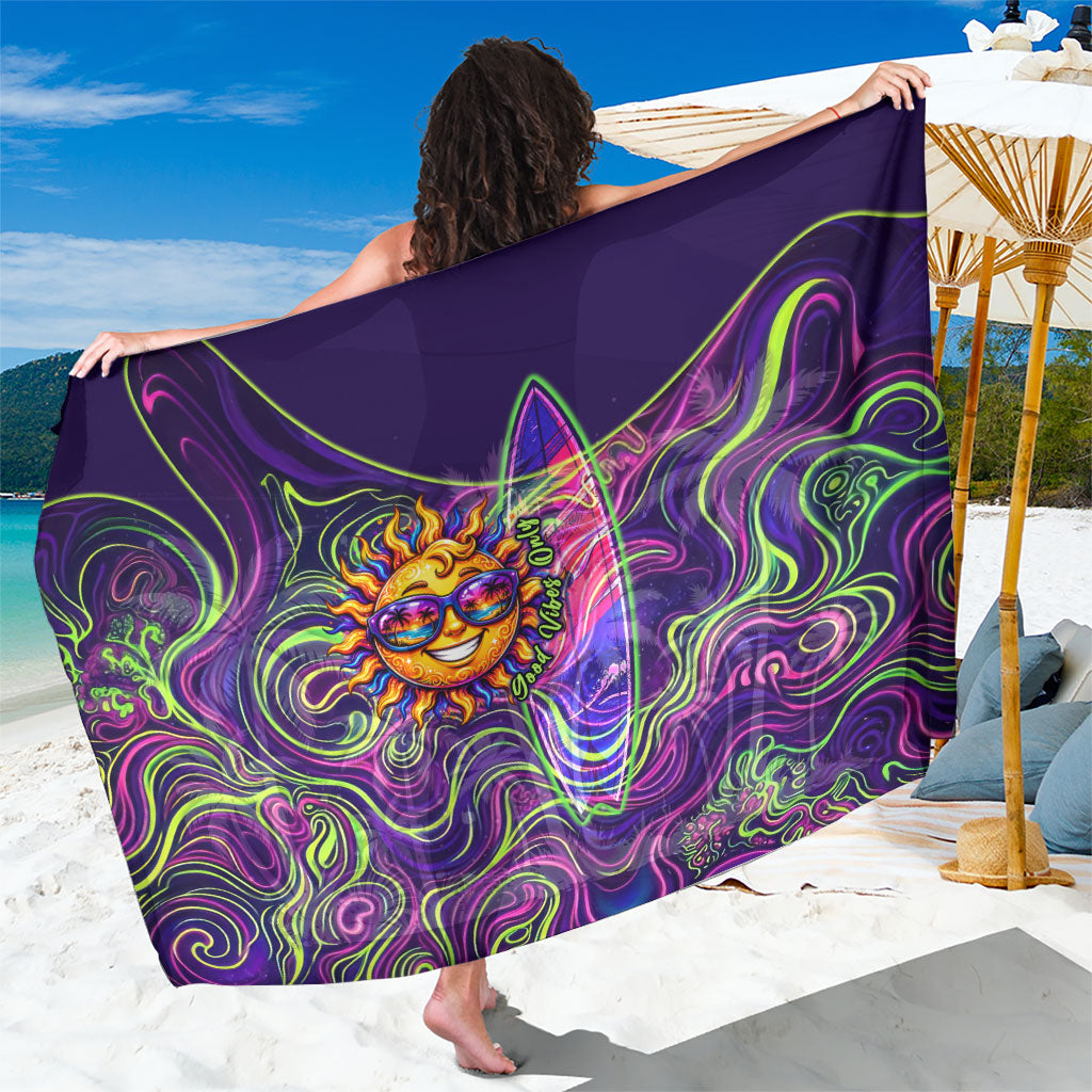 Waimanalo Hawaii Sun Rabbit Sarong Psychedelic Trippy Neon Swirl Graphic TS04 One Size 44 x 66 inches Purple Green - Polynesian Pride