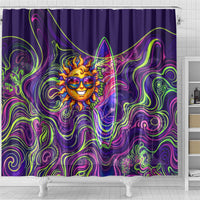 Waimanalo Hawaii Sun Rabbit Shower Curtain Psychedelic Trippy Neon Swirl Graphic