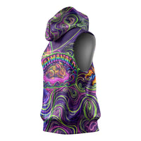 Waimanalo Hawaii Sun Rabbit Sleeveless Hoodie Psychedelic Trippy Neon Swirl Graphic TS04 - Polynesian Pride