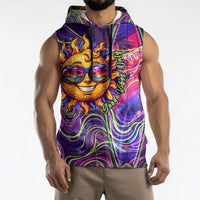 Waimanalo Hawaii Sun Rabbit Sleeveless Hoodie Psychedelic Trippy Neon Swirl Graphic TS04 - Polynesian Pride