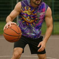 Waimanalo Hawaii Sun Rabbit Sleeveless Hoodie Psychedelic Trippy Neon Swirl Graphic TS04 - Polynesian Pride