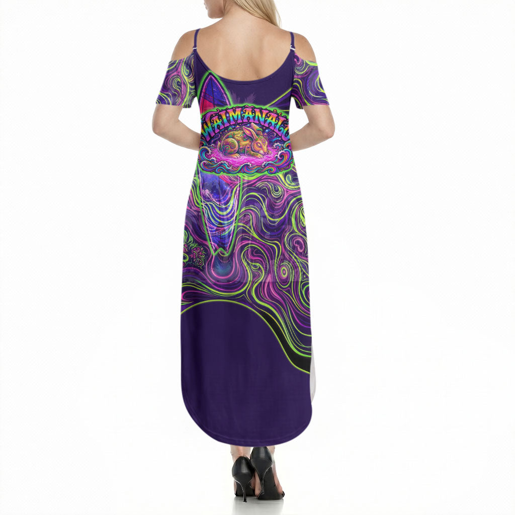 Waimanalo Hawaii Sun Rabbit Summer Maxi Dress Psychedelic Trippy Neon Swirl Graphic TS04 - Polynesian Pride