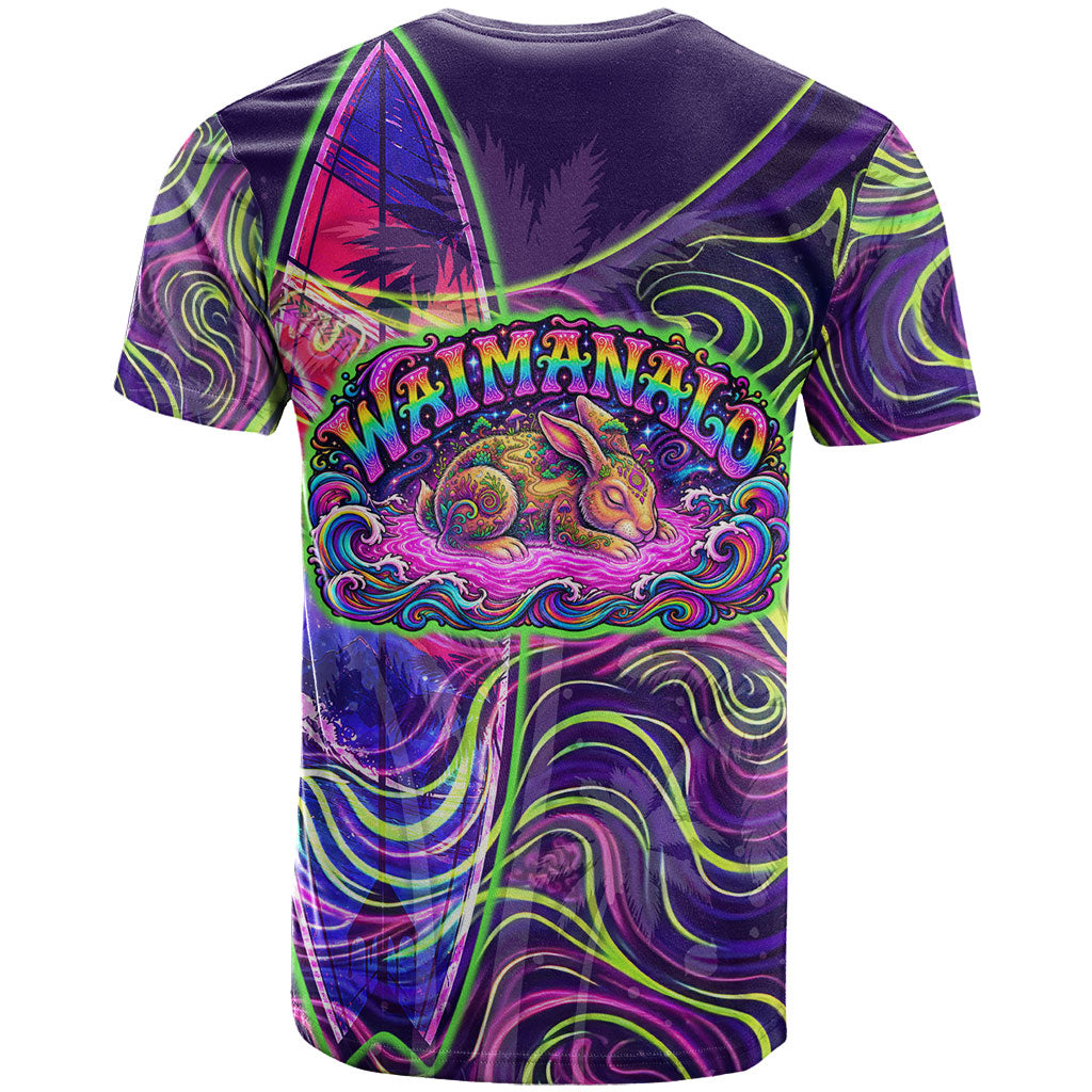 Waimanalo Hawaii Sun Rabbit T Shirt Psychedelic Trippy Neon Swirl Graphic