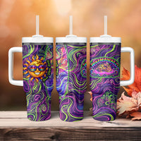 Waimanalo Hawaii Sun Rabbit Tumbler With Handle Psychedelic Trippy Neon Swirl Graphic
