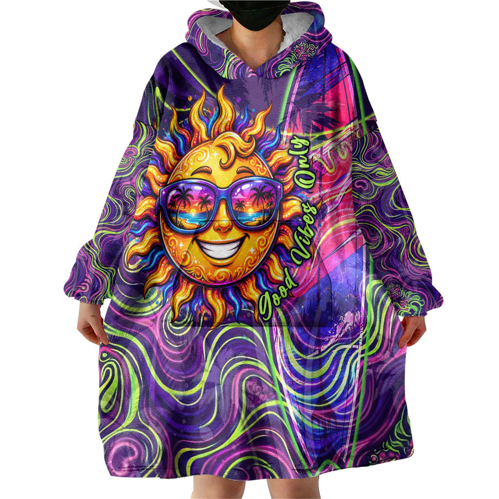 Waimanalo Hawaii Sun Rabbit Wearable Blanket Hoodie Psychedelic Trippy Neon Swirl Graphic TS04 - Polynesian Pride