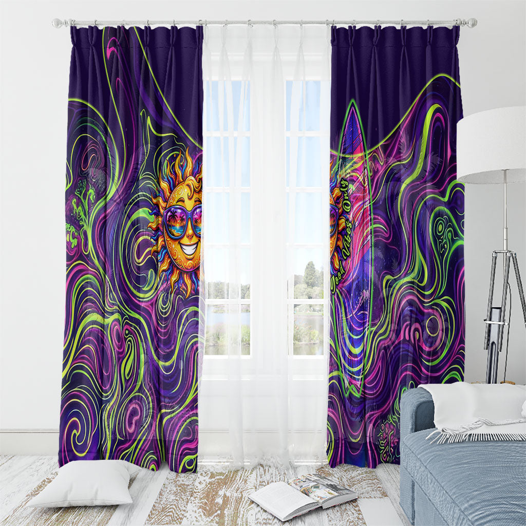 Waimanalo Hawaii Sun Rabbit Window Curtain Psychedelic Trippy Neon Swirl Graphic