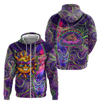 Waimanalo Hawaii Sun Rabbit Zip Hoodie Psychedelic Trippy Neon Swirl Graphic