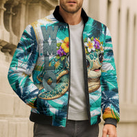 Hawaii Waimanalo Sea Turtle Bomber Puffer Jacket Cute Tropical Beach Aloha Spirit Cartoon TS04 - Polynesian Pride