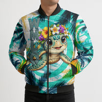 Hawaii Waimanalo Sea Turtle Bomber Puffer Jacket Cute Tropical Beach Aloha Spirit Cartoon TS04 - Polynesian Pride