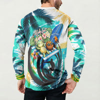 Hawaii Waimanalo Sea Turtle Button Sweatshirt Cute Tropical Beach Aloha Spirit Cartoon TS04 - Polynesian Pride