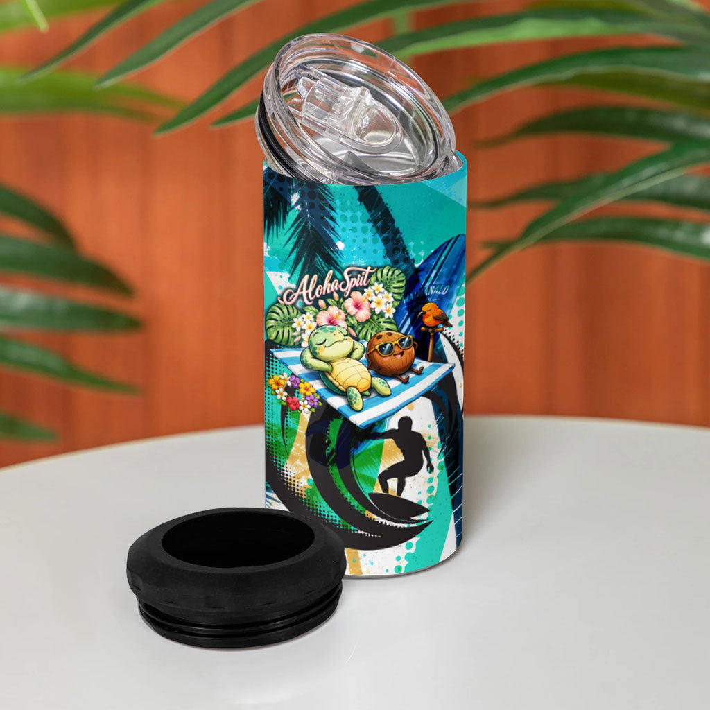 Hawaii Waimanalo Sea Turtle 4 in 1 Can Cooler Tumbler Cute Tropical Beach Aloha Spirit Cartoon TS04 - Polynesian Pride