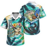 Hawaii Waimanalo Sea Turtle Family Matching Long Sleeve Bodycon Dress and Hawaiian Shirt Cute Tropical Beach Aloha Spirit Cartoon