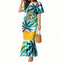 Hawaii Waimanalo Sea Turtle Mermaid Dress Cute Tropical Beach Aloha Spirit Cartoon TS04 Women Green Blue - Polynesian Pride