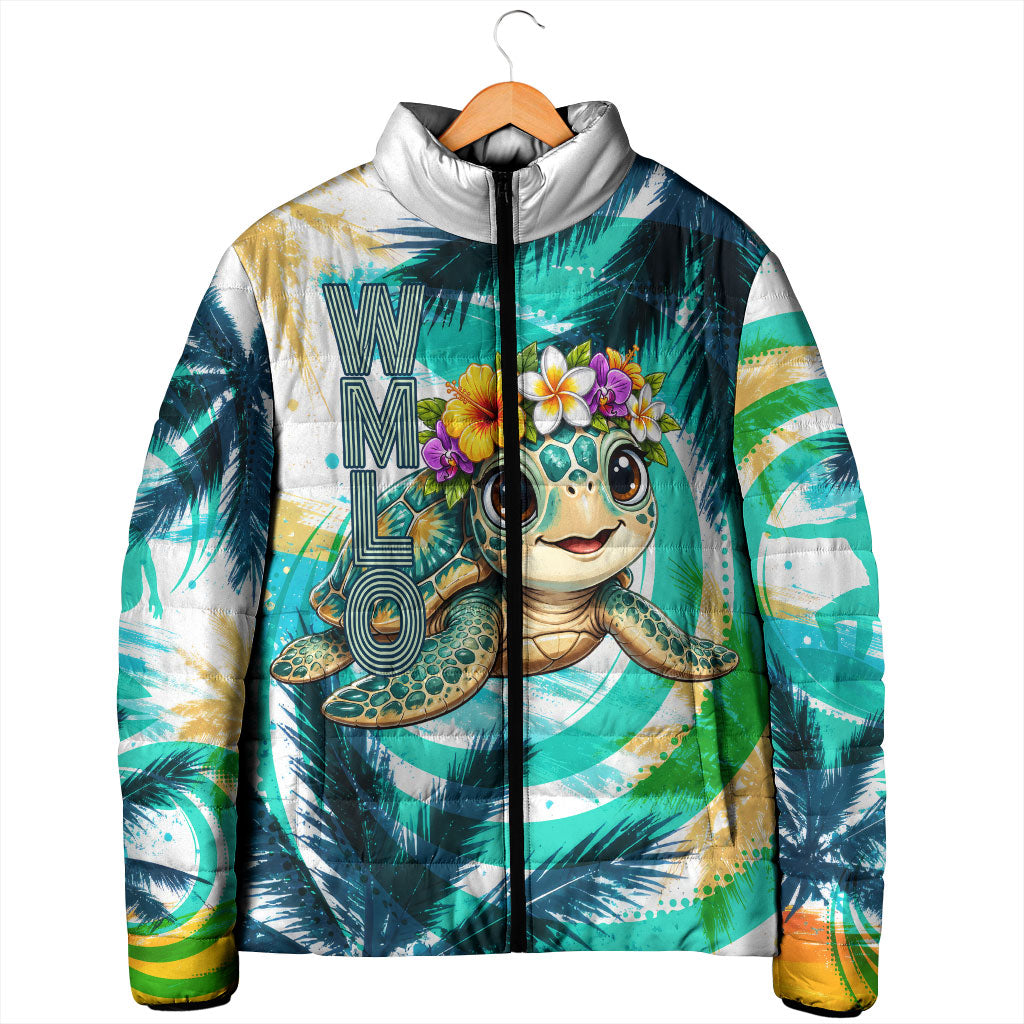 Hawaii Waimanalo Sea Turtle Padded Jacket Cute Tropical Beach Aloha Spirit Cartoon TS04 - Polynesian Pride