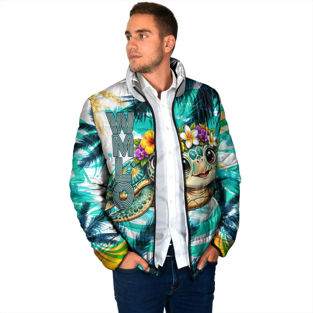 Hawaii Waimanalo Sea Turtle Padded Jacket Cute Tropical Beach Aloha Spirit Cartoon TS04 - Polynesian Pride