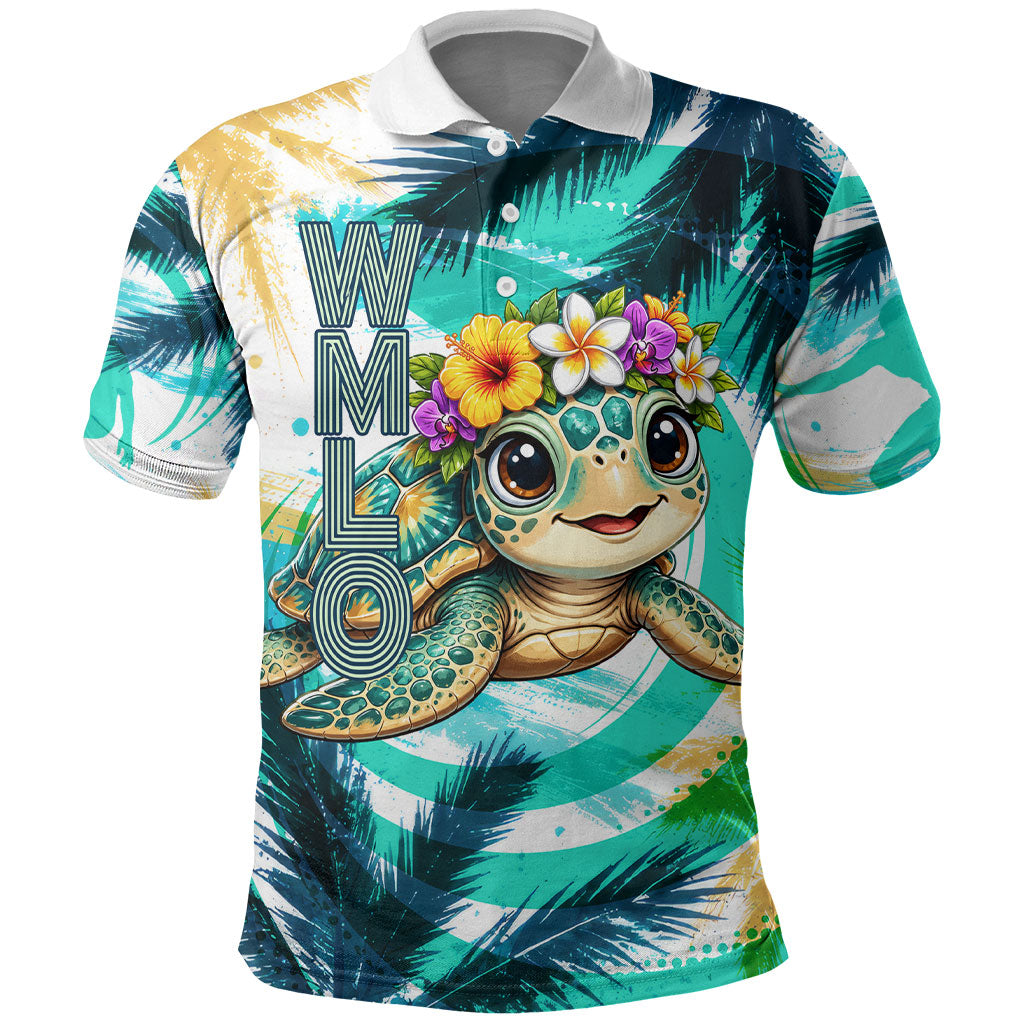 Hawaii Waimanalo Sea Turtle Polo Shirt Cute Tropical Beach Aloha Spirit Cartoon