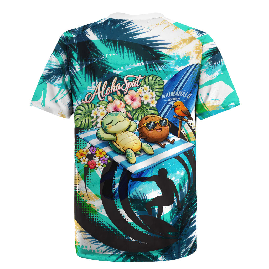 Hawaii Waimanalo Sea Turtle Rugby Jersey Cute Tropical Beach Aloha Spirit Cartoon