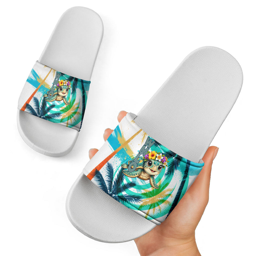 Hawaii Waimanalo Sea Turtle Slide Sandals Cute Tropical Beach Aloha Spirit Cartoon TS04 - Polynesian Pride