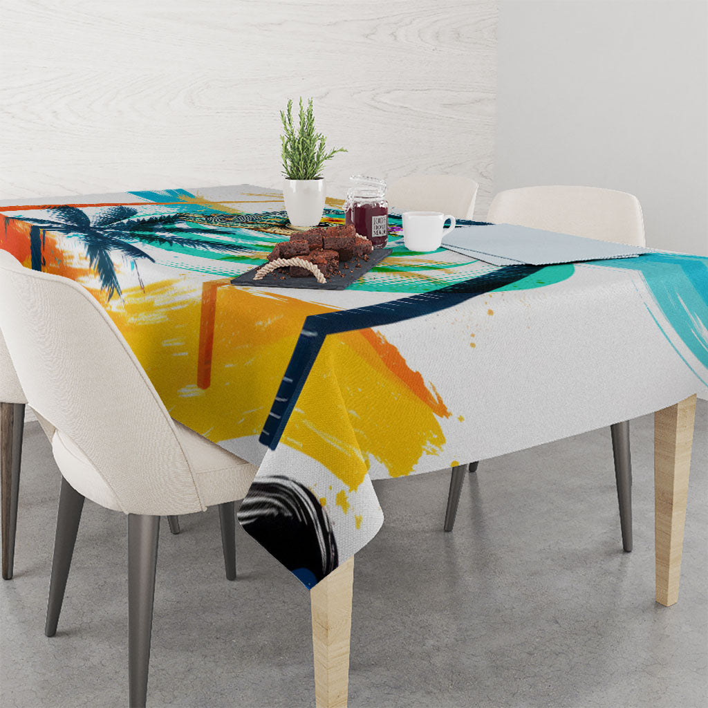 Hawaii Waimanalo Sea Turtle Tablecloth Cute Tropical Beach Aloha Spirit Cartoon