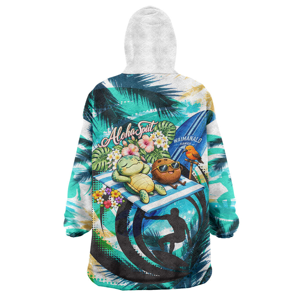 Hawaii Waimanalo Sea Turtle Wearable Blanket Hoodie Cute Tropical Beach Aloha Spirit Cartoon TS04 - Polynesian Pride