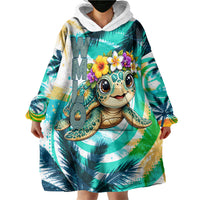 Hawaii Waimanalo Sea Turtle Wearable Blanket Hoodie Cute Tropical Beach Aloha Spirit Cartoon TS04 - Polynesian Pride