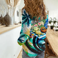Hawaii Waimanalo Sea Turtle Women Casual Shirt Cute Tropical Beach Aloha Spirit Cartoon TS04 - Polynesian Pride