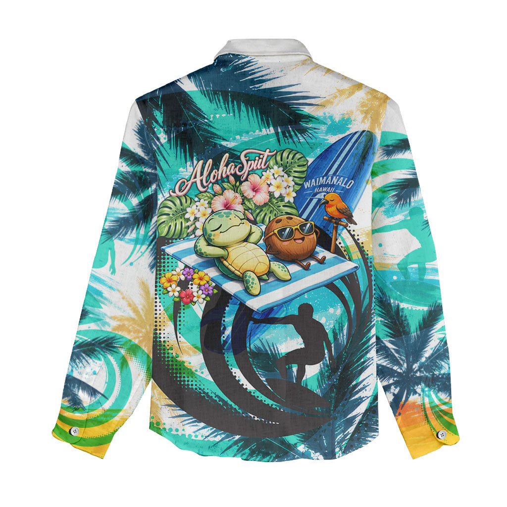Hawaii Waimanalo Sea Turtle Women Casual Shirt Cute Tropical Beach Aloha Spirit Cartoon TS04 - Polynesian Pride