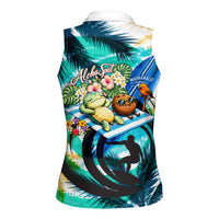 Hawaii Waimanalo Sea Turtle Women Sleeveless Polo Shirt Cute Tropical Beach Aloha Spirit Cartoon TS04 - Polynesian Pride