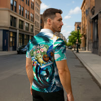 Hawaii Waimanalo Sea Turtle Zipper Polo Shirt Cute Tropical Beach Aloha Spirit Cartoon TS04 - Polynesian Pride