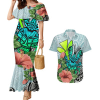 Polynesian Hawaii Couples Matching Mermaid Dress and Hawaiian Shirt Kanaka with Crab Tribal tattoo TS04 Multicolor - Polynesian Pride