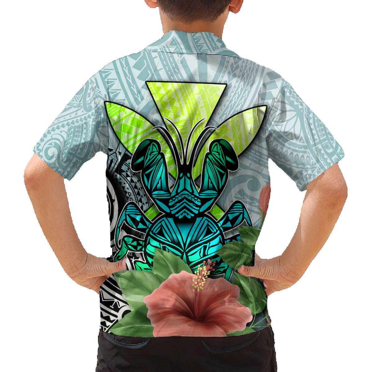 Polynesian Hawaii Family Matching Puletasi Dress and Hawaiian Shirt Kanaka with Crab Tribal tattoo TS04 - Polynesian Pride