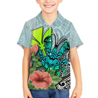 Polynesian Hawaii Family Matching Puletasi Dress and Hawaiian Shirt Kanaka with Crab Tribal tattoo TS04 Son's Shirt Multicolor - Polynesian Pride